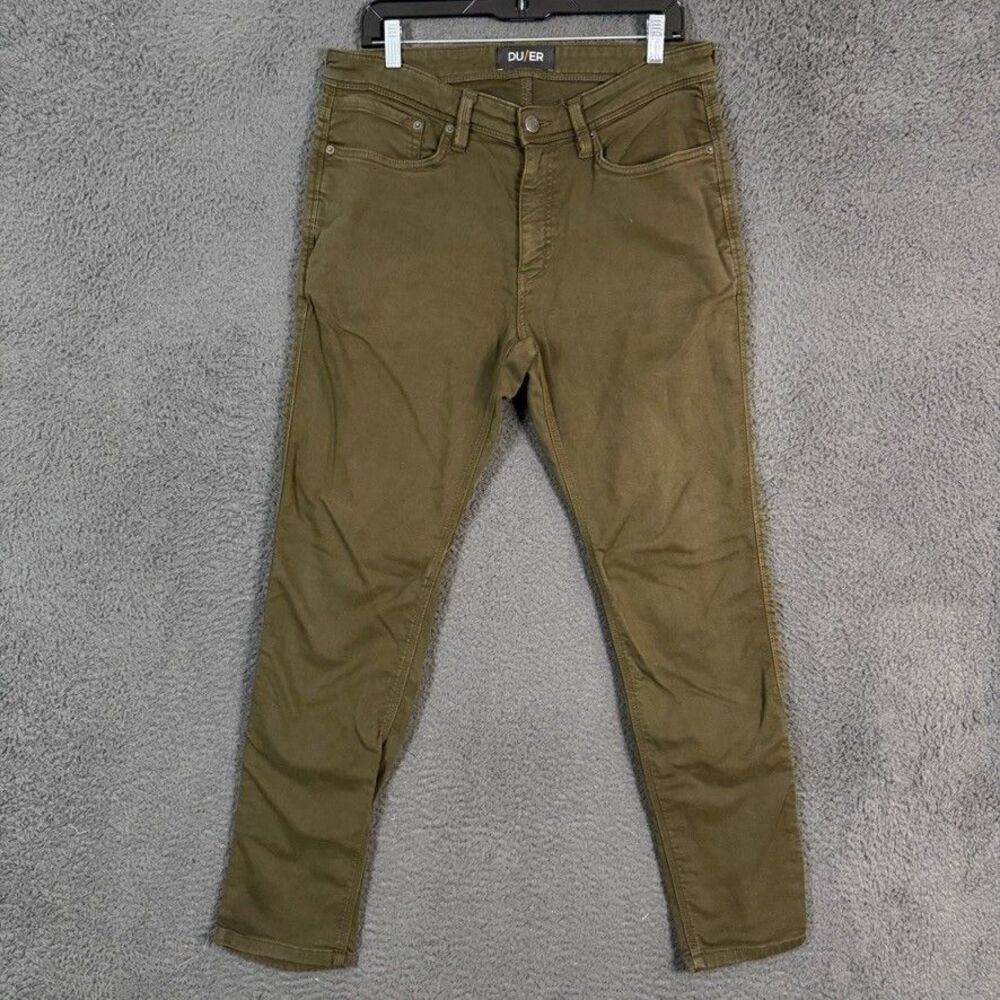 DU/ER Jeans Mens 34x30 Green N2X Slim Fit Stretch Denim Pants Casual
